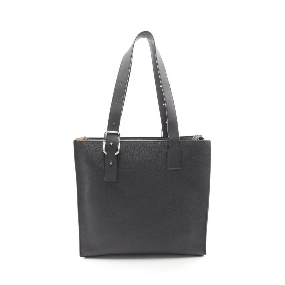 Loewe LOEWE Buckle Horizontal Anagram Tote Bag Handbag Leather Men's Black